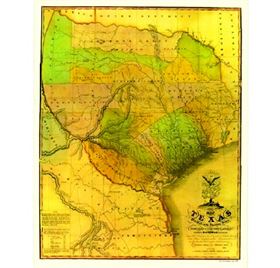 Texas Historical Map - Stephen F. Austin's 13 Colonies-1836 